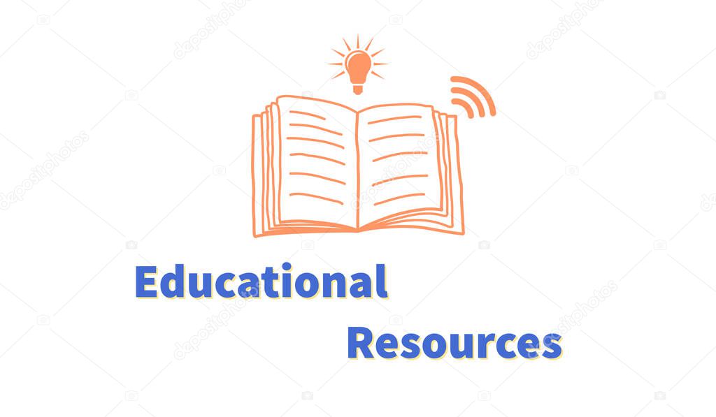 An illustration of educational resources concept. Online learning courses