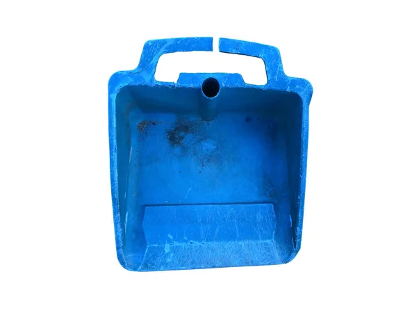 Niebieska Plastikowa Miarka Śmieci Izolowana Białym Tle — Zdjęcie stockowe