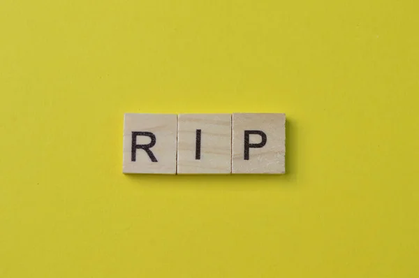 Wooden Square Letters Text Rip Stands Rest Peace — Foto Stock