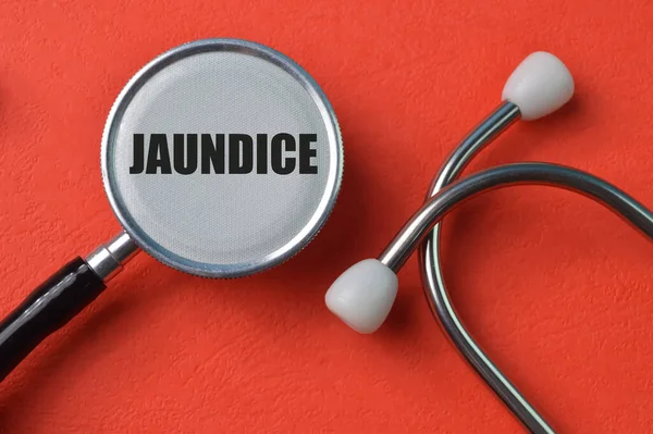 Stethoscope Written Text Jaundice Health Concept — Foto Stock