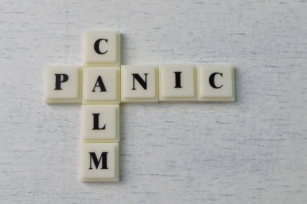 Квадратные Буквы Текстом Calm Panic — стоковое фото