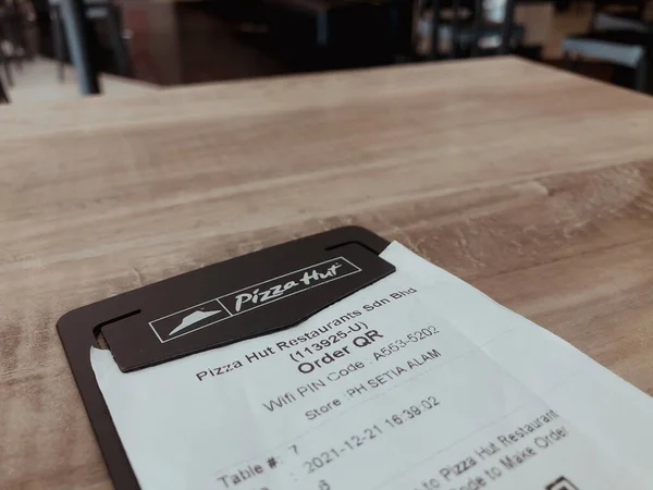 Selangor Malaysia December 2021 View Pizza Hut Paper Check Receipt — стокове фото