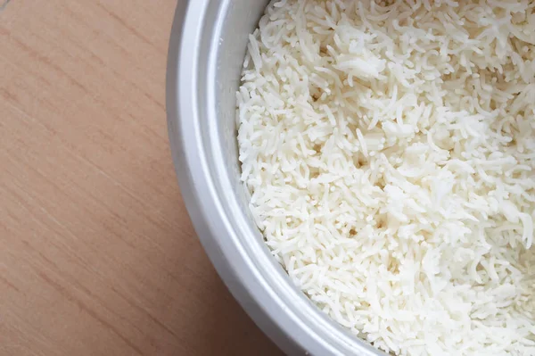 Close View Cooked Rice Electric Rice Cooker — Stock Photo, Image