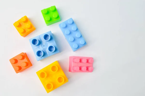 Plastic Toy Building Blocks Isolated White Background — стоковое фото