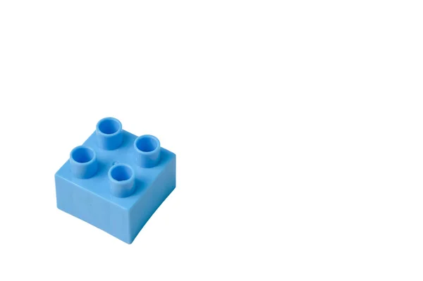 Blue Toy Building Block Isolated White Background — стоковое фото