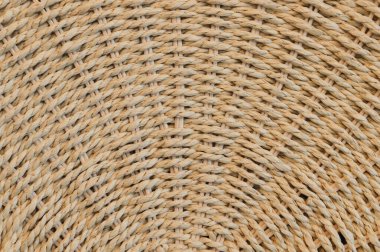 Close up view of straw woven hand made texture background