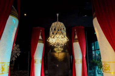 Luxury interiors of chandelier light pattern background