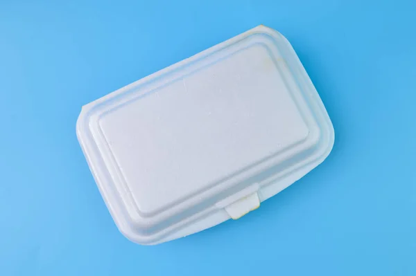 Polystyrene Storage Box Isolated Blue Background — стоковое фото