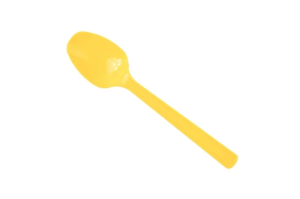 白色背景上的黄色勺子 — 图库照片
