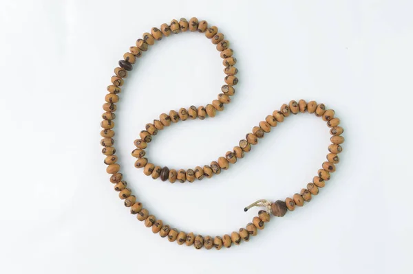 Wooden Prayer Beads Isolated White Background — Foto Stock
