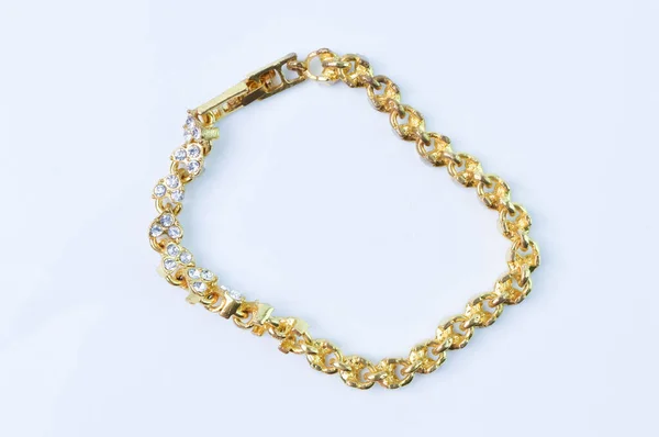 Gold Bracelet Isolated White Background — Stock Photo, Image