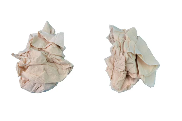 Brown Crumpled Paper Tissues Isolated White Background — Stock fotografie