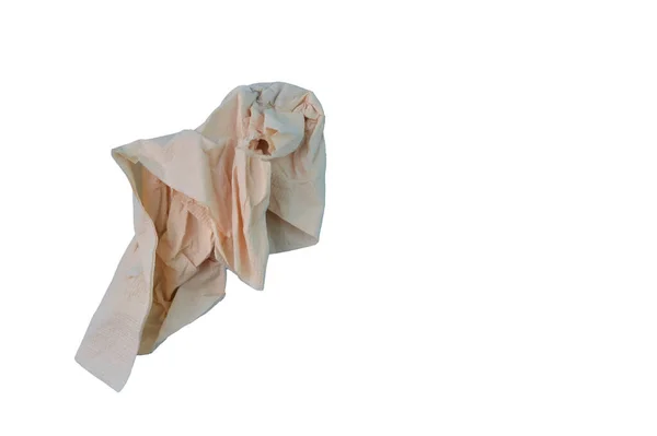 Brown Crumpled Paper Tissue Isolated White Background — 스톡 사진