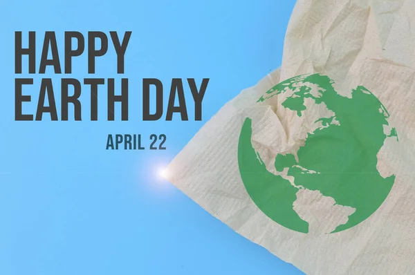 Eco World Map Text Happy Earth Day — Stock Photo, Image