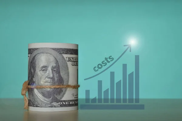 Bankbiljetten Grafiek Met Tekst Costs — Stockfoto