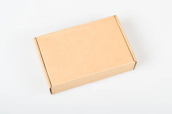 Hnědá Lepenková Krabice Izolované Bílém Pozadí — Stock fotografie