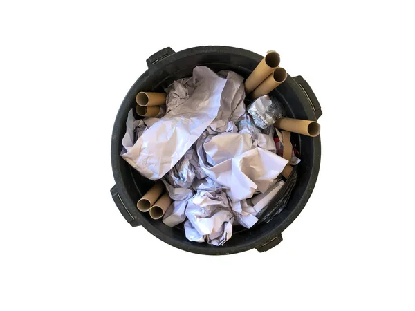 Top View Garbage Bin Trashes Isolated White Background — Fotografia de Stock