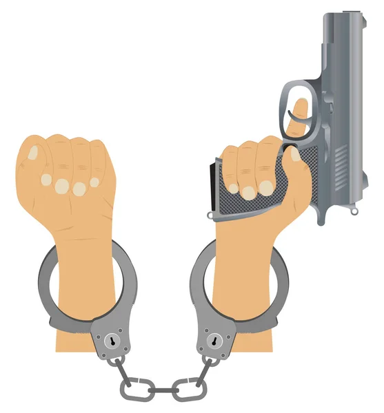 Hands Handcuffs Handcuffed Hands — Stock Vector