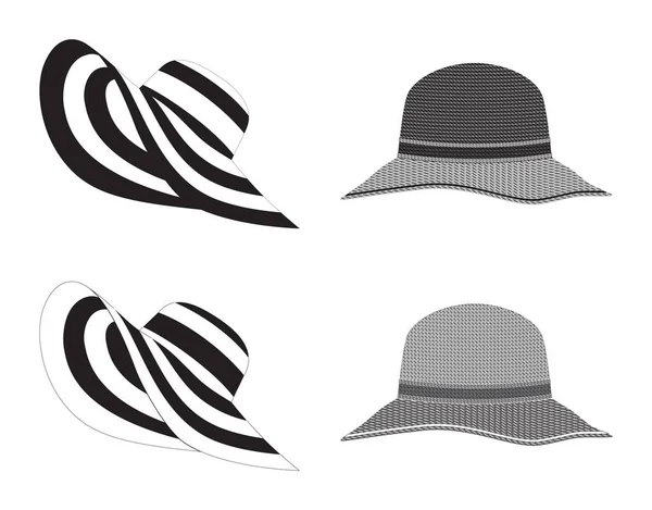 Çeşitli Tipte Kadın Şapkaları Başı Şapkalar — Stok Vektör
