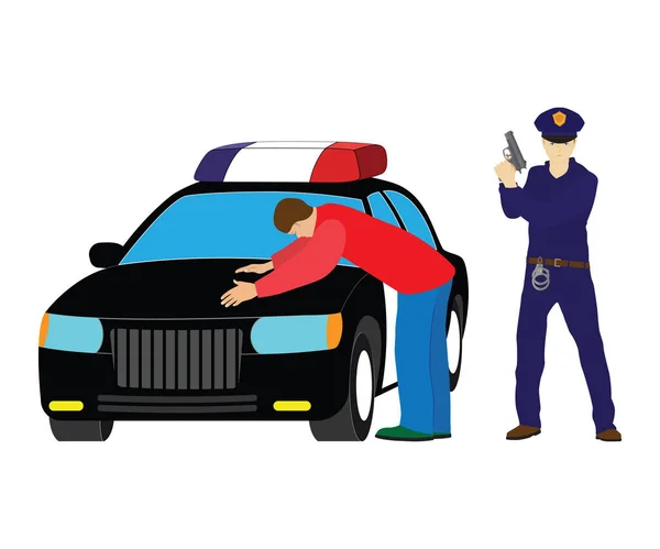 Officier Police Criminel Détenu Patrouille Police — Image vectorielle