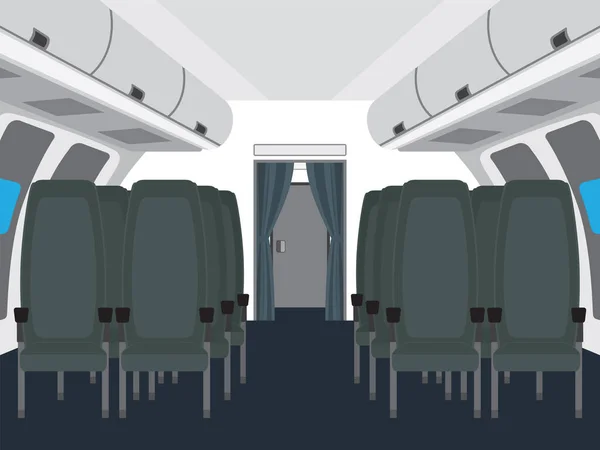 Interior Cabina Del Avión Avión Está Esperando Que Los Pasajeros — Vector de stock