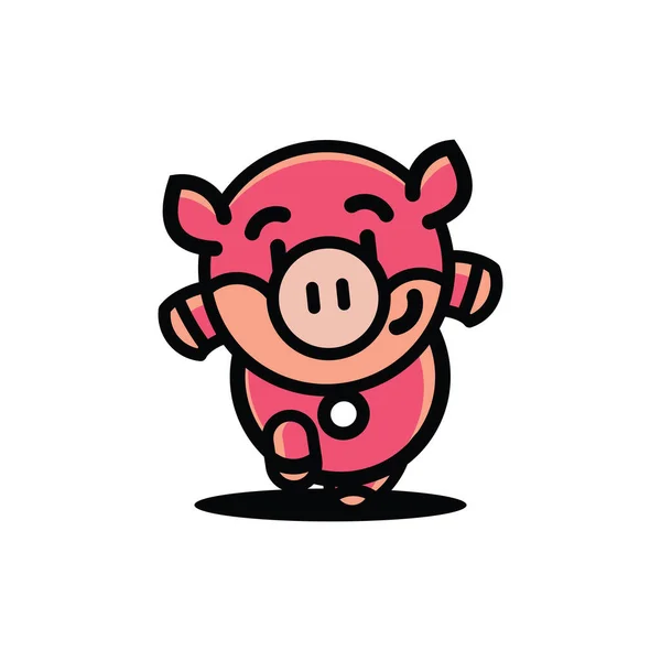 Pig Run Cartoon Character 고립된 일러스트 — 스톡 벡터