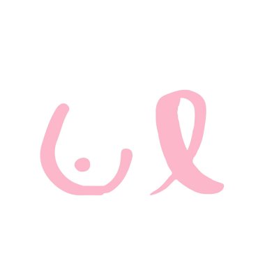 Göğüs kanseri farkındalığı. El çizimi şekiller. Vektör illüstrasyonu, düz tasarım