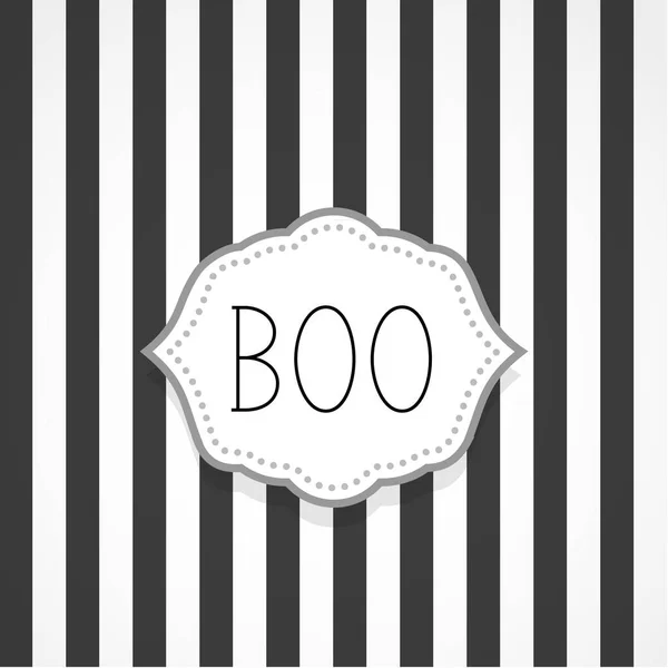 Mensagem Boo Inspiração Halloween Fundo Listrado Preto Branco Ilustração Vetorial — Vetor de Stock