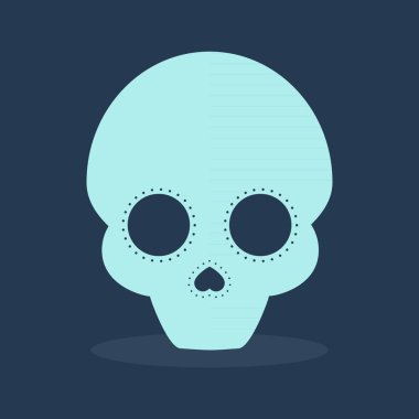 Turkuaz minimalist kafatası. Cadılar Bayramı ilham. Vektör illüstrasyonu, düz tasarım