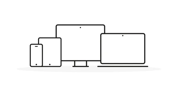 Ícones Dispositivo Smartphone Tablet Laptop Computador Desktop Ilustração Vetorial Design — Vetor de Stock