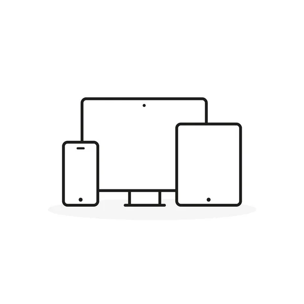 Ícones Dispositivo Smartphone Tablet Computador Desktop Ilustração Vetorial Design Plano — Vetor de Stock