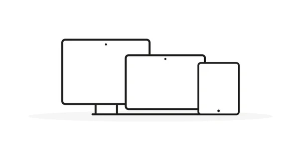 Enhetsikoner Bärbar Dator Surfplatta Och Stationär Dator Vektorillustration Platt Design — Stock vektor