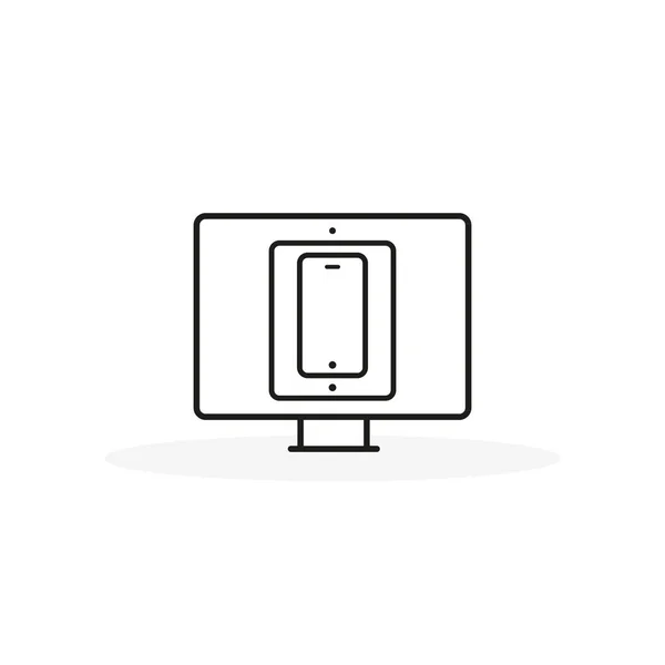 Ícones Dispositivo Smartphone Tablet Computador Desktop Ilustração Vetorial Design Plano — Vetor de Stock