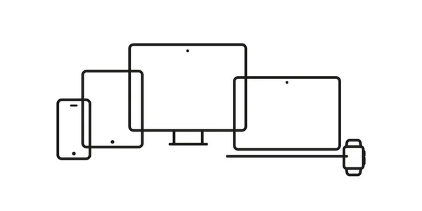 Ícones Dispositivo Smartwatch Smartphone Tablet Laptop Computador Desktop Ilustração Vetorial — Vetor de Stock