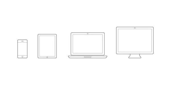 设备图标 智能手机 平板电脑 笔记本电脑和台式计算机 矢量图解 平面设计 — 图库矢量图片