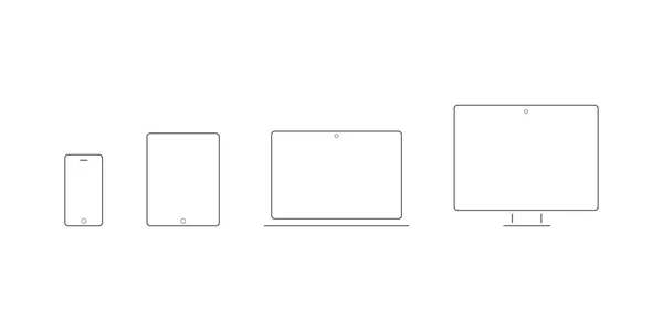 设备图标 智能手机 平板电脑 笔记本电脑和台式计算机 矢量图解 平面设计 — 图库矢量图片