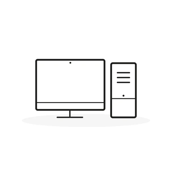 Ícone Computador Desktop Linha Grossa Ilustração Vetorial Design Plano — Vetor de Stock