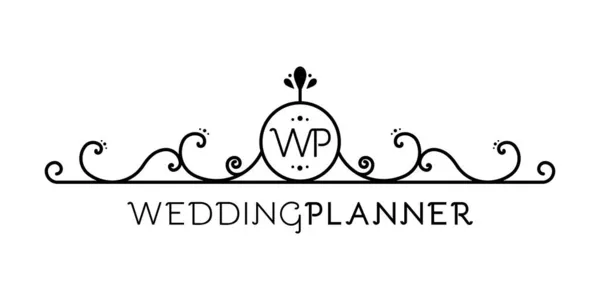 Logo Planificateur Mariage Symbole Florissant Élément Abstrait Pour Modèle Illustration — Image vectorielle