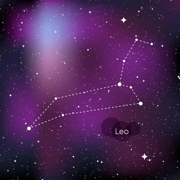 Leo Zodiac Sign Horoscope Symbol Linear Constellation Star Universe Background — Stock Vector