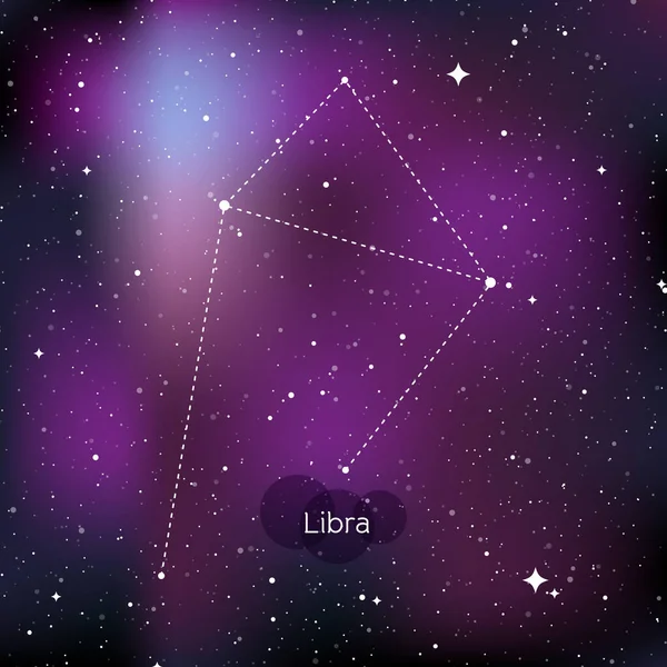 Signo Zodíaco Libra Símbolo Horóscopo Constelação Linear Fundo Universo Estelar —  Vetores de Stock