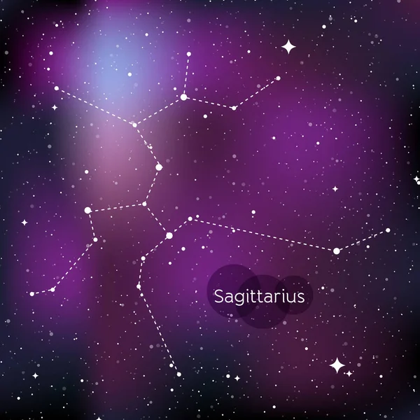 Signo Zodiacal Sagitario Símbolo Del Horóscopo Constelación Lineal Fondo Del — Archivo Imágenes Vectoriales