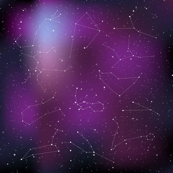 Zodiac Constellations Set Signes Zodiaque Bélier Taureau Gémeaux Cancer Lion — Image vectorielle
