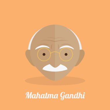 Mahatma Gandhi. Minimalist portre. Şiddet karşıtlığı kavramı. Vektör illüstrasyonu, düz tasarım