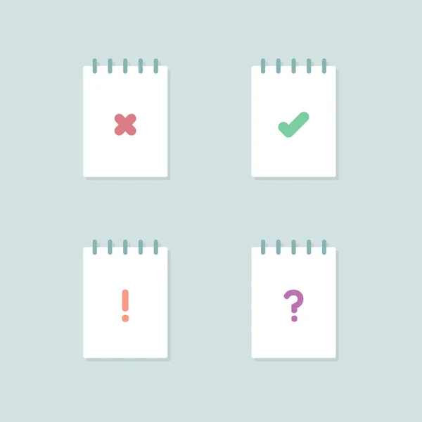 Set Notebooks Check Mark Icons Vector Illustration Flat Design — 图库矢量图片