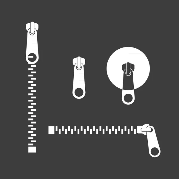 Icon Zipper Set Zippered Lock Closed Zipper Fastener Vector Illustration — Vetor de Stock