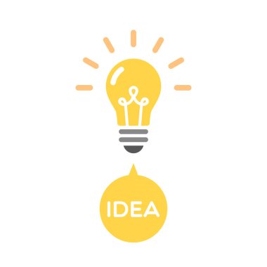 Ampul fikri. Vektör illüstrasyonu, düz tasarım