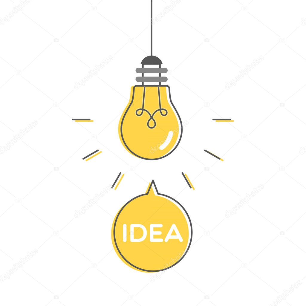 Light bulb idea. Vector illustration, flat design