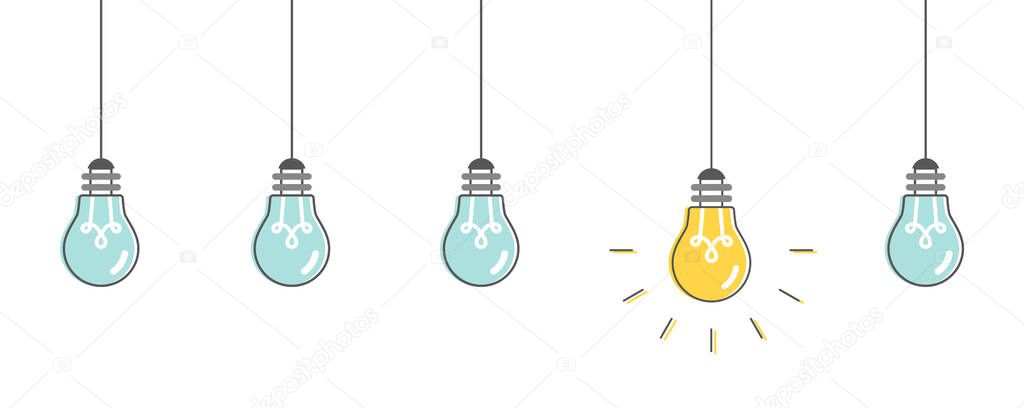 Light bulbs idea. Vector illustration, flat design