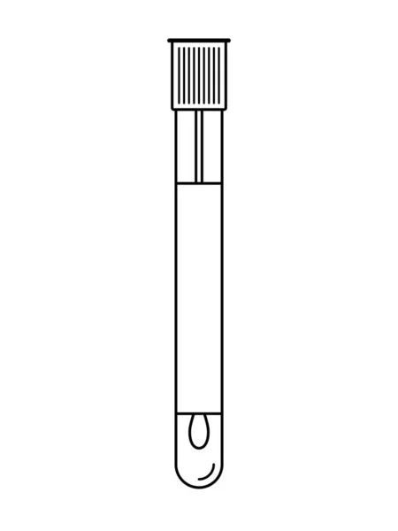 Tube Essai Avec Écouvillon Nez Coton Icône Contour Illustration Vectorielle — Image vectorielle