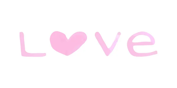 Handgeschriebenes Liebeswort Herzform Markierungsschrift Vektor Illustration Flaches Design — Stockvektor